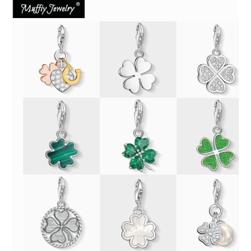 Lucky Green Cloverleaf Charm,2020 Summer Club Good Jewelry For Boy Girls,Classic Gift In 925 Sterling Silver Fit Bag Bracelet