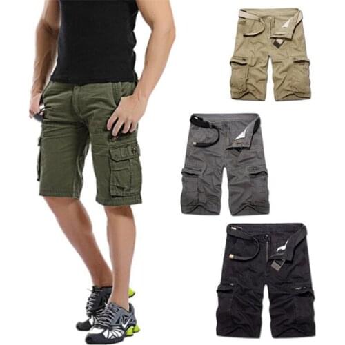2021 Mens Military Cargo Shorts Summer Army Green Cotton Shorts men Loose Multi-Pocket Shorts Homme Casual Trousers Size 29-40