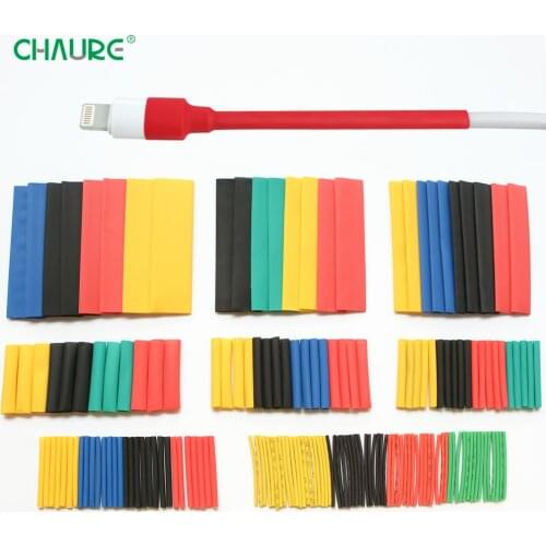 164/328 Pcs Heat Shrink Sleeving Tube For iPhone Cable protector Cable Winder Shrinkage 2:1 Insulation Sleeving Connection Cable