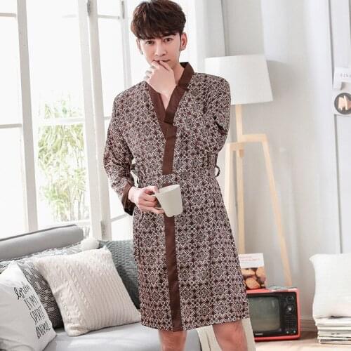 Rayon Sleepwear Summer New Robe Print Floral Nightwear Casual Home Clothes Men Kimono Bathrobe Gown Negligee Pajamas One Size
