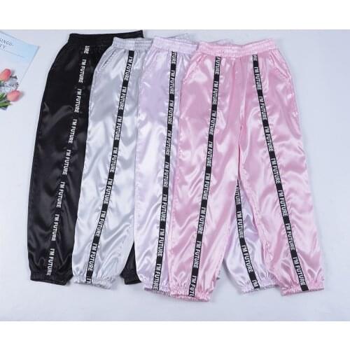 2021 Dropship Women Summer Satin Cargo Pants Women Europe Loose Casual Sport Women Joggers Streetwear Cargo Pants Fashion Female