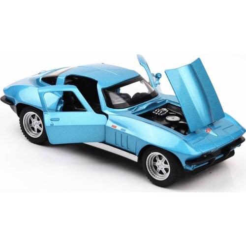 1:32 The Fast and the Furious 8 Corvette C2 Alloy Cars Diecast Car Toys for kids doors open Music Light pull-back Vehicle