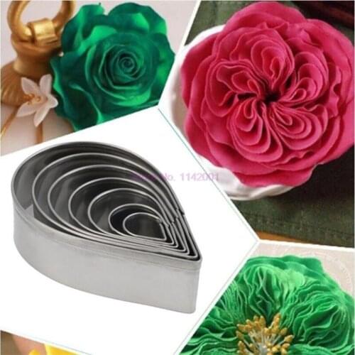 200 sets 7Pcs/set Cookie Cutters DIY Pastry Fondant Stamping Mold Rose Petal Sugar Craft Biscuit Cutters Chocolate Cake