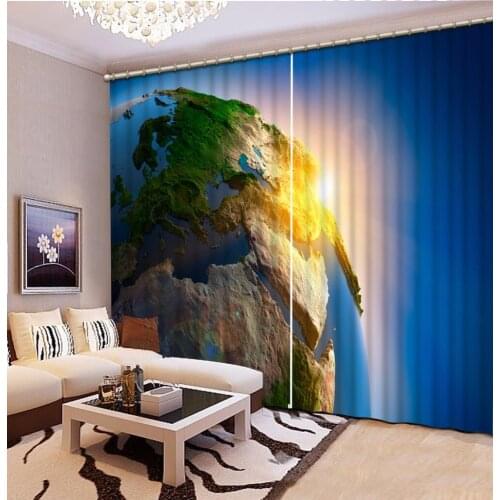 3D Curtain Photo Customize Size Sunshine Earth Curtain Bedroom Living Room Office Cortinas Breakdown Bathroom Shower