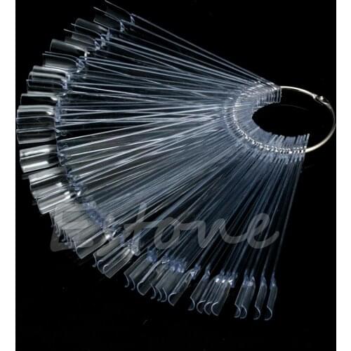 50 x False Nail Tips Polish Palette Nail Art Practice Fan Color Sticker Display