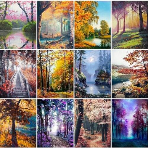 EverShine Diamond Embroidery Landscape Full Square Diamond Mosaic Forest Painting Tree Rhinestones 5D DIY Handmade Hobby