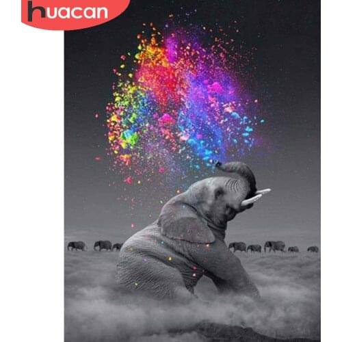 HUACAN Diamond Painting Elephant Full Square/Round Diamond Embroidery Animal Color Home Art Home Decoration