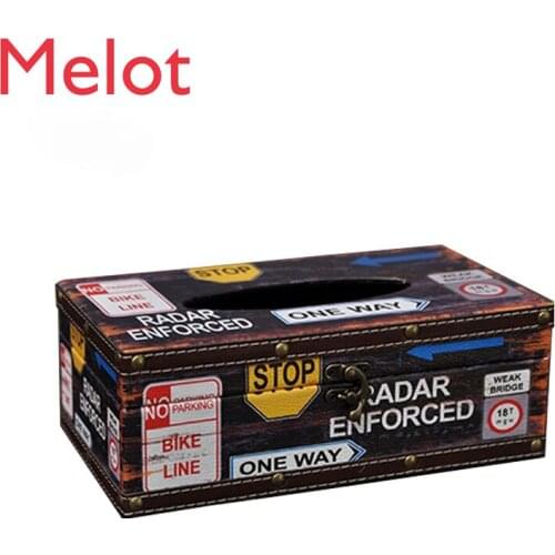 American Retro Leather Tissue Box Paper Extraction Box Hotel Household Car Living Room Coffee Table Desktop Napkin Box