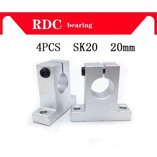 Free Shiping 4pcs SK20 20mm High quality Shaft Support Linear Shaft Support Linear Rod CNC Router SH20A