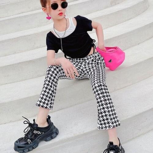 Girls' Pants New Summer Wear Childrens Fashion Western Style Summer Flared Pants Split Wide-leg Pants Trendy