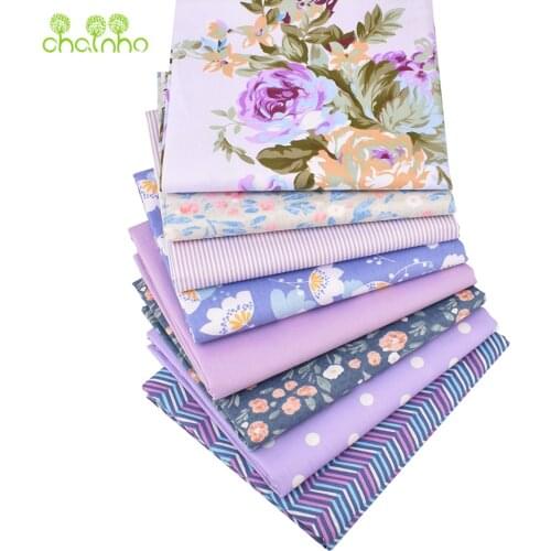 Chainho,8pcs/Lot,New Purple Series,Printed Twill Cotton Fabric,Patchwork ClothForDIY Sewing&Quilting Baby&Children MaterialCC317