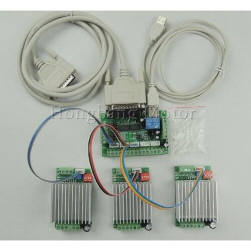 CNC Router 3 Axis Kit,TB6600 3 Axis 0-4.5A Stepper Motor Driver Controller kit for mach3 + one 5 axis breakout board