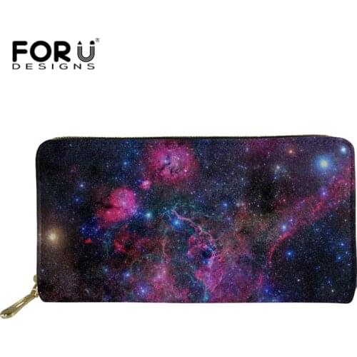 FORUDESIGNS Women PU Leather Wallets Galaxy Space Star Female Long Purse Big Capacity Ladies Coin Purses Phone Clutch Bag