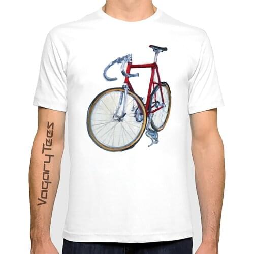 Hand painted watercolor Cool Classic Frejus Track Bike Retro Fixed Gear Bicycle Print T-Shirt Summer Men Hip Hop Tops White Tees