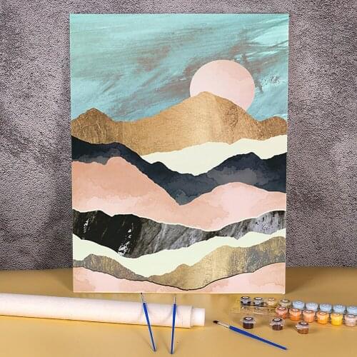 Landscape Mountain Paint By Numbers Complete Kit Acrylic Paints 50*70 Canvas Painting New Design For Kids Handiwork Art