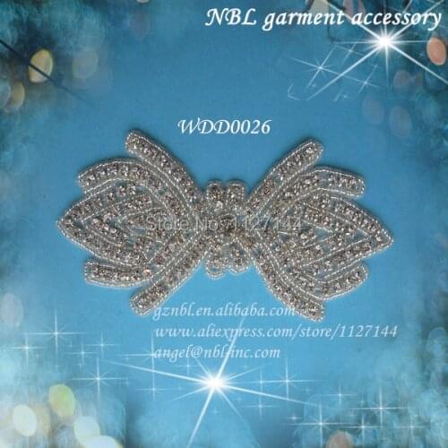 Crystal bridal beaded rhinestone applique patch for wedding evening dresses sash DIY iron on WDD0026