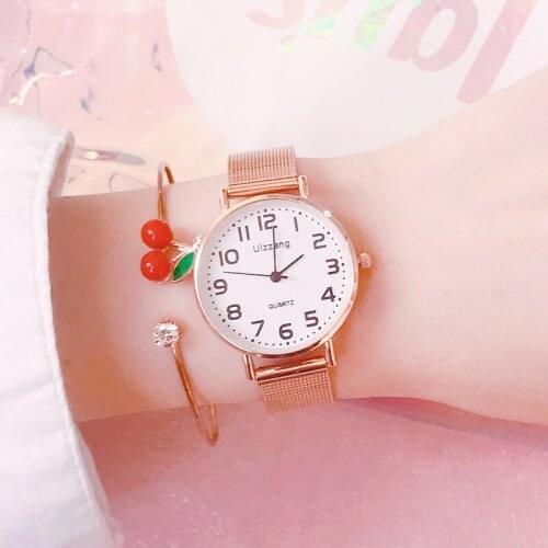 Qualities Simple Women Watches Rose Gold Luxury Ladies Quartz Wristwatches Ulzzang Brand Fashion Casual Number Dial Woman Clock