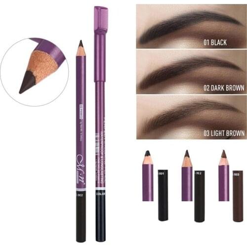 3 Colors Double Head Eyebrow Pencil Waterproof Brow Dye Tint Pigment Long Lasting Black Brown Eyebrows Pen Cosmetic Makeup Tools