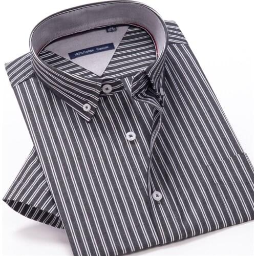 Plus Size 5xl 6xl 7xl 8xl Short Sleeve Classic Striped Shirt 2021summer New Mens Casual 100% Cotton Shirts Fat Button Up Shirt
