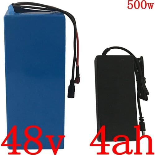 48V lithium battery 48V 4AH electric bicycle battery 48V 500W ebike battery pack with 15A BMS and 54.6V 2A charger free duty