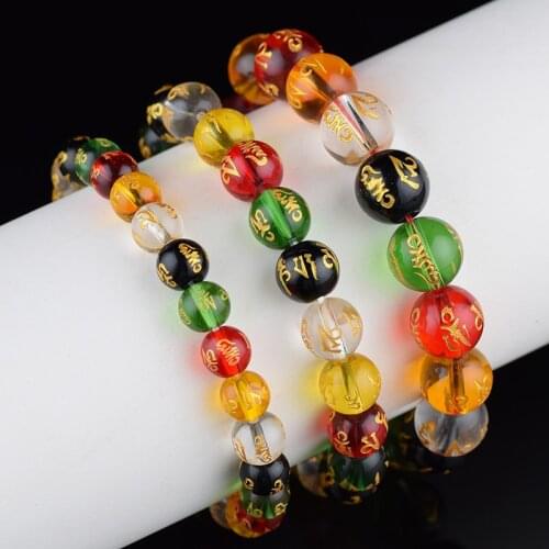 Fashion Jewelry Om Mani Padme Hum Energy Longevity Lucky Healthy Buddha Bangle Glass Dead Engrave Multi Color Bless Bracelets