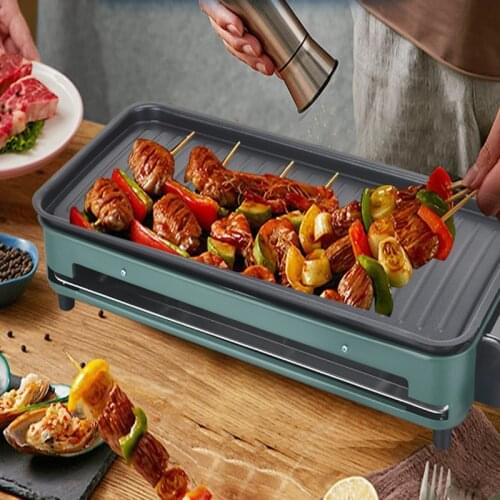 New rectangular household electric barbecue machine Korean multifunctional smokeless non-stick electric baking pan electric oven