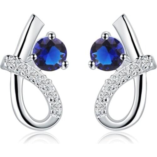 2016 New Listing silver color Stud Earrings women lady stud wedding Beautiful Shiny Crystal Fashion Jewelry Christmas Gifts