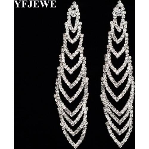 YFJEWE New Arrival Luxury Long Drop Earrings For Lady Dangle Earrings Jewelry crystal Trendy Womens Gift Accessories #E360
