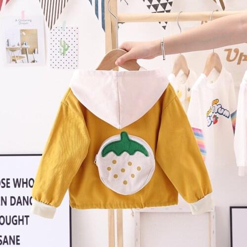 Girls Coats Autumn Totoro Strawberry Hoodies Jacket For Girls Autumn Kids Sweatshirt Baby Kids Windbreaker Children Outerwear