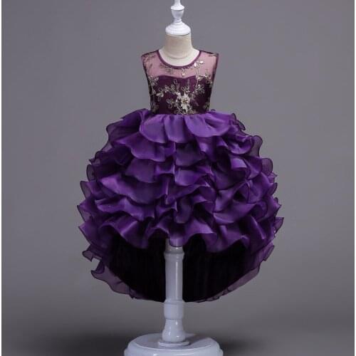 High Quality Girls Dresses Embroidered Clothes Wedding Party Dress For Girl Childrens Princess Dress Sleeveless Elegant Dress