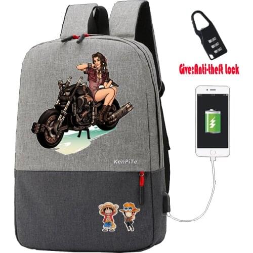 Game Final Fantasy printing backpack men Laptop Rucksack Anti-theft USB Charging Travel Bagpack student book School Bags