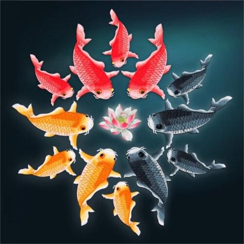 DIY New High quality carp/FISH Embroidery patch Clothing decals garment accessories Cloth sticker Sew On 4pcs/lot