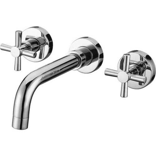 Bathroom Faucet Three-hole Hot And Cold Washbasin Faucet Into The Wall Three-hole Faucet Basin Chrome Faucets Wall mounted
