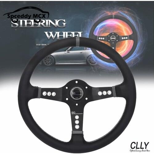 Vertex steering wheel Sport 350mm Deep Corn With Black Spoke 14 inch Race Car Real Leather Steering Wheel