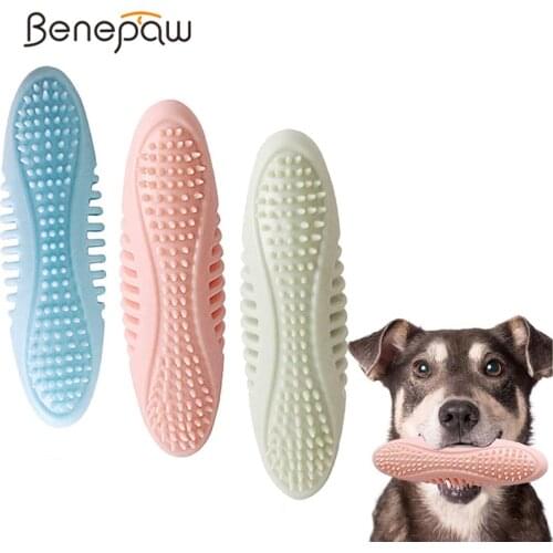 Benepaw Durable Puppy Chew Toys Food Dispensing Flexible Safe Interactive Dog Toys For Pets Teeth Cleaning Massaging Play Game