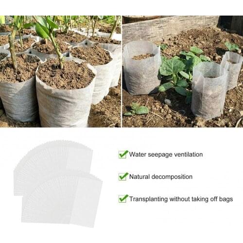 100Pcs Universal Biodegradable Non-woven Nursery Pouch Garden Plant Growing Bag