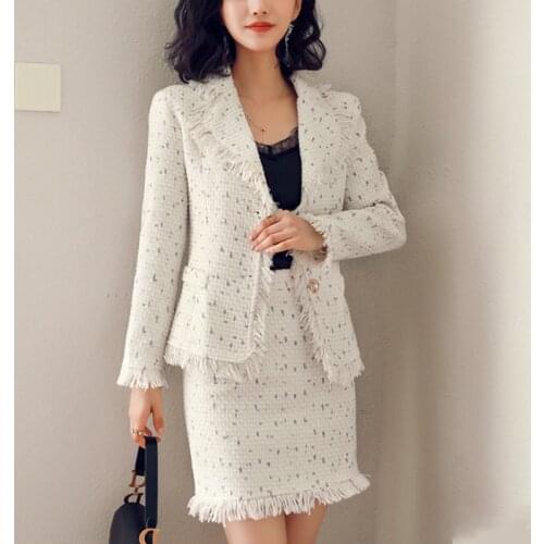 Houndstooth Vintage Two Piece Sets Outfits Women Autumn Cardigan Tops And Mini Skirt Suits Elegant Ladies Fashion 2 Piece Sets