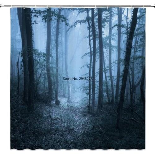 Forest Trees Waterproof Bath Screen, Shower Curtains Leaves scenery Bathroom Curtain for Polyester Fabric Bathroom Home Decor