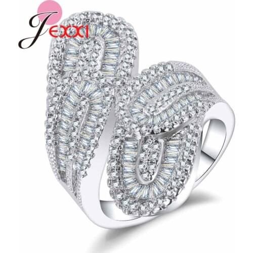 High-End Wholesale 925 Sterling Silver Ring for Women New Stylish Twist Cross Finger Jewelry Shiny Cubic Zircon Bijoux