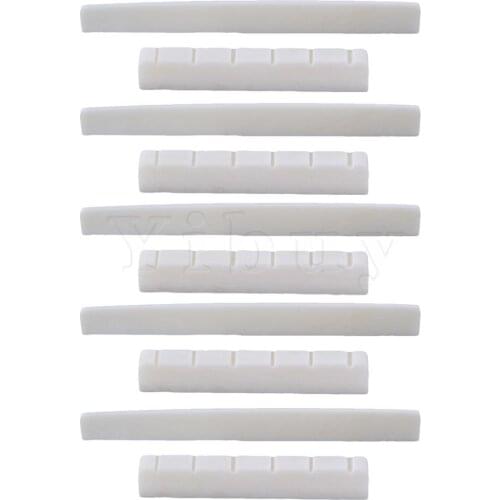 Yibuy 5 Sets Guitar 80mm Bone Bridge Saddle Nut for 6 String Classic Guitar