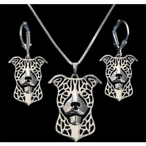 Women Pet Jewelry Set Lovers Metal Pitbull Dog Jewelry Set