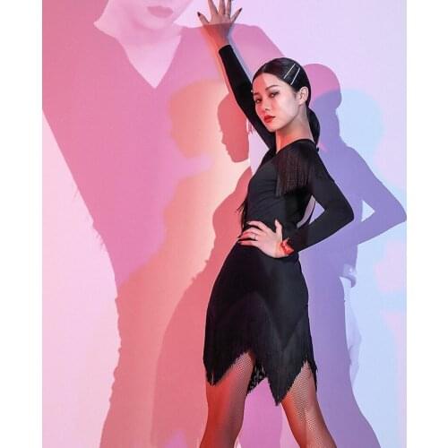 2020 New L9685 Tassel Bare Back Sexy Latin Dance Dress Women Performance Costume Latin Ballroom Dresses Dancewear