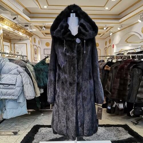 WINTER PALACE 2020 Winter Genuine Leather furs women fur coats Fashion long genuine coat mlnk fur coat real mlnk fur coat LA79