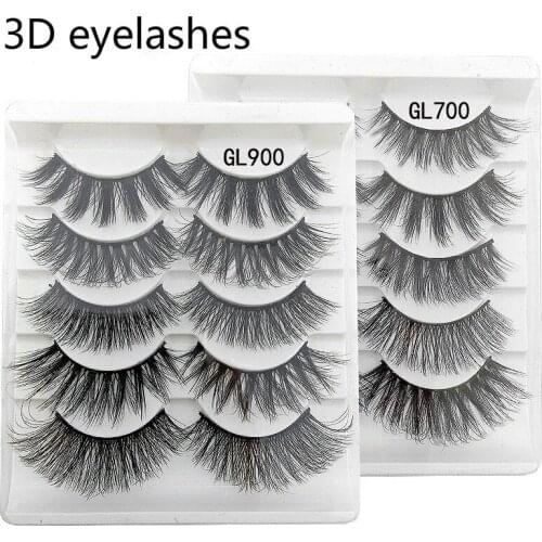 1@# 1Set Fashion 5Pairs 3D Synthetic Hair False Eyelashes Natural/Thick Long Eye Lashes Wispy Makeup Beauty Extension Tools GL7
