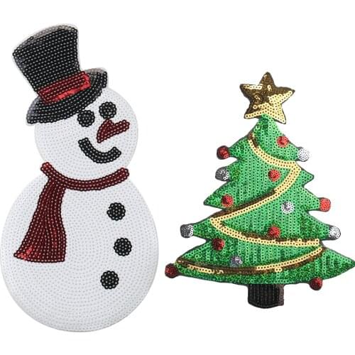 1PC Christmas Patches Snowman Christmas Tree Embroidered Applique Sew on Fabric Cloth Stickers Clothing Accessories Badge Patch
