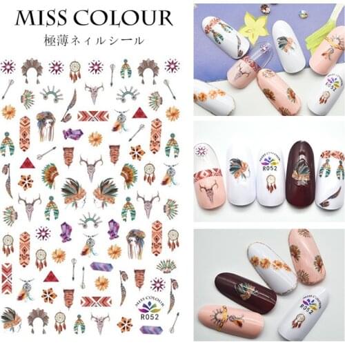10 sheets in a pack 3D ultra-thin adhesive Japanese Bohemian Indian ethnic style nail art supplies stickers nail decals nail art