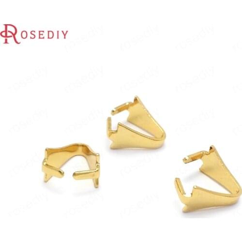37049-G)100PCS 24K Gold Color Brass Clip Fasten Pendants Charms Connect Clasps Jewelry Making Supplies Finding Accessories