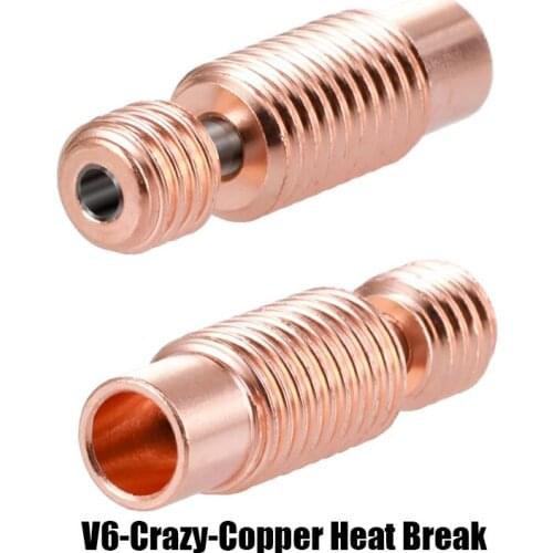 3D Printer Nozzle Throat All-Metal NF V6-Crazy Heat Break Copper&Stainless Steel For 1.75mm Filament E3D V6 Hotend Heater Block