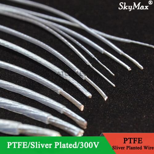 17AWG PTFE Silver Plated Wire OD 1.8mm Insulated High Temperature Soft Electron Cable OFC Copper DIY Headphone Single Line