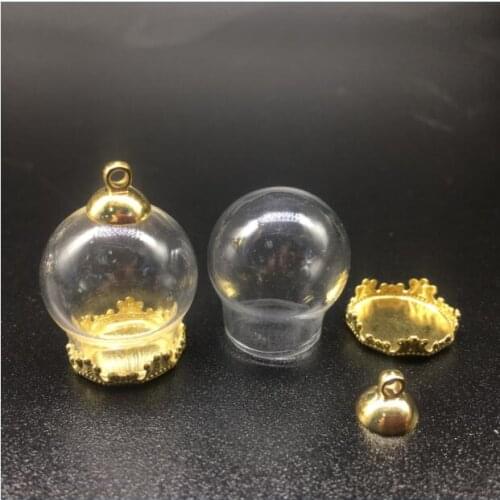 50set 20*15mm glass globes with metal copper setting base beads cap set vials pendant wishing glass bottle jewelry pendant